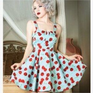Ixia Retro Cherry Print Swing Dress Size Medium USA Quirky Novelty Rockabilly